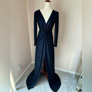 Dress the Population Navy Long Sleeve Gown